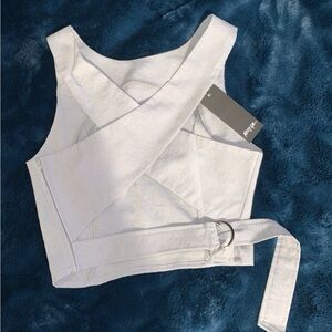 Nasty Gal gray cross back top